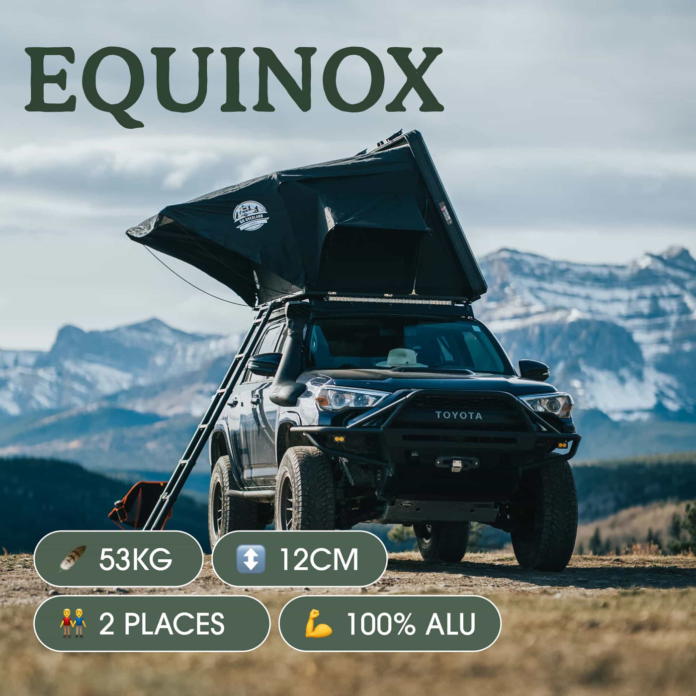 Tente de toit aluminium Equinox : 2 places, 3 m³