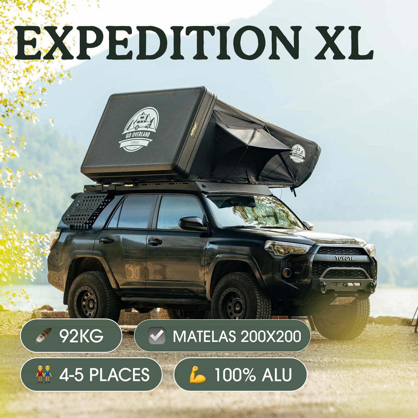 Tente de toit aluminium Expedition XL : 4-5 places